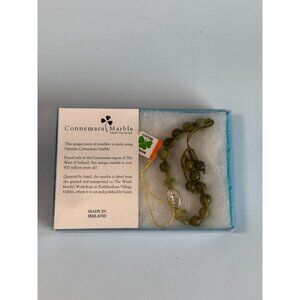 Genuine Connemara Marble Green Prayer Beads Handmade In Ireland With Cross Desig